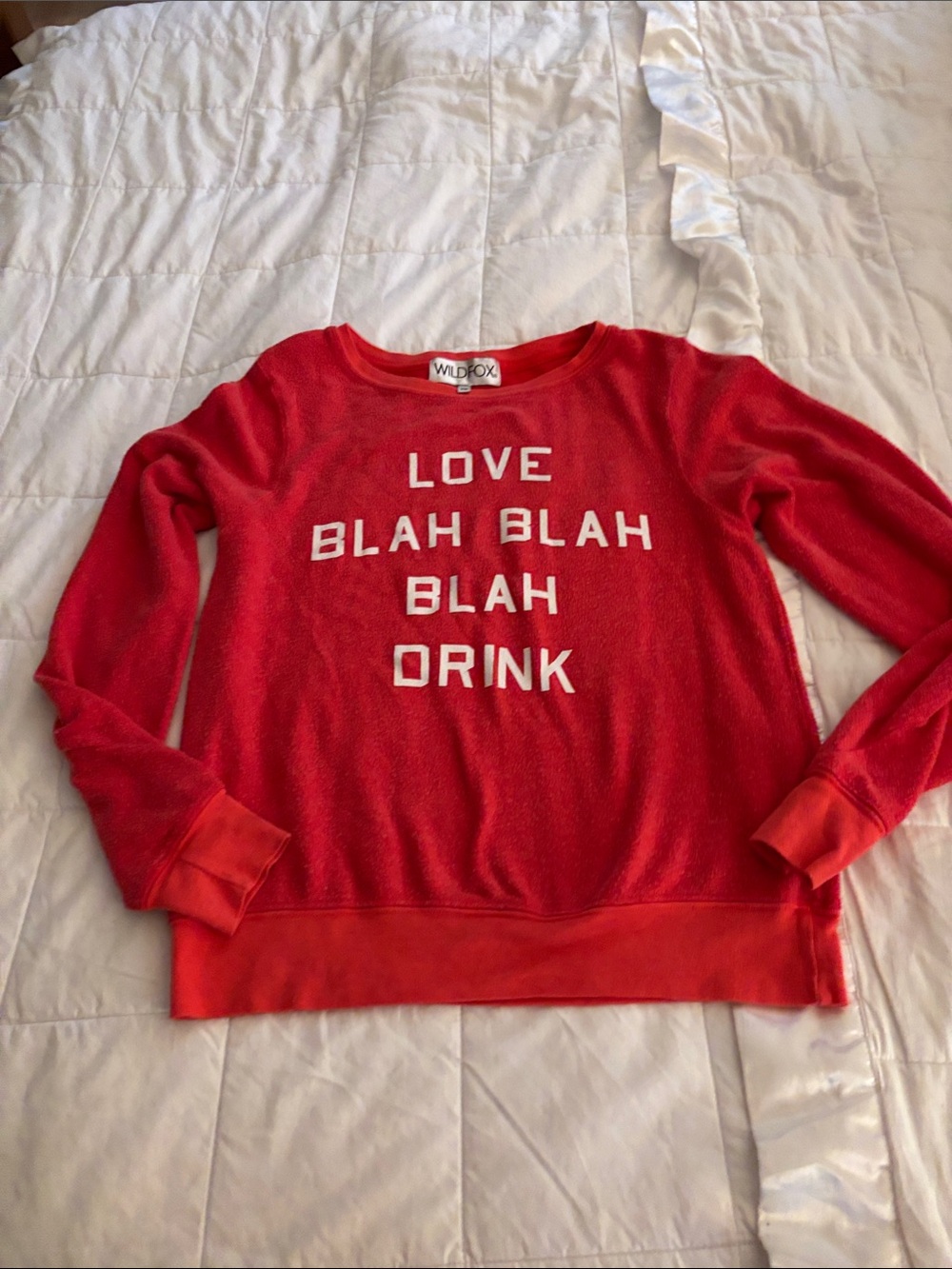 Wildfox Red Crewneck Sweatshirt with White Graphic Text